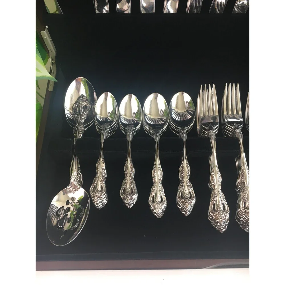 ONEIDA Heirloom Cube Michelangelo 18/10 SS Flatware Set For 12 + Serving 74Pc